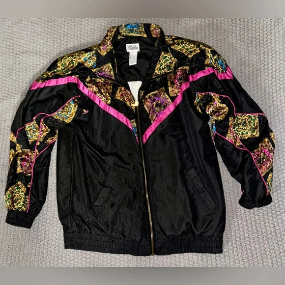 Vintage Jackets & Blazers - Vintage 1980’s Basic Editions Windbreaker Jacket Medallion Print Size Medium